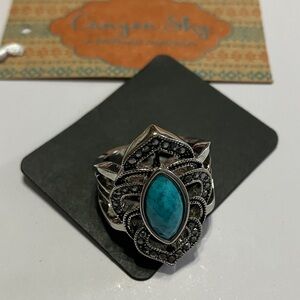 Canyon Sky Marquee Faux Turquoise Statement Ring size 10